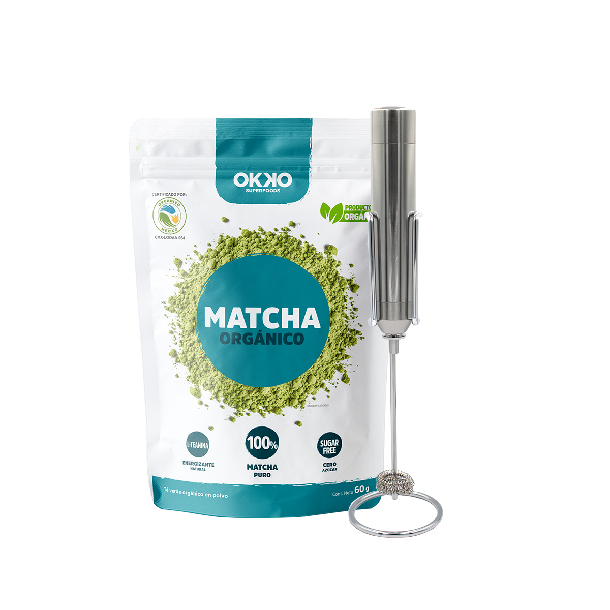 Matcha Orgánico (60 g) + Agitador de Acero Inoxidable