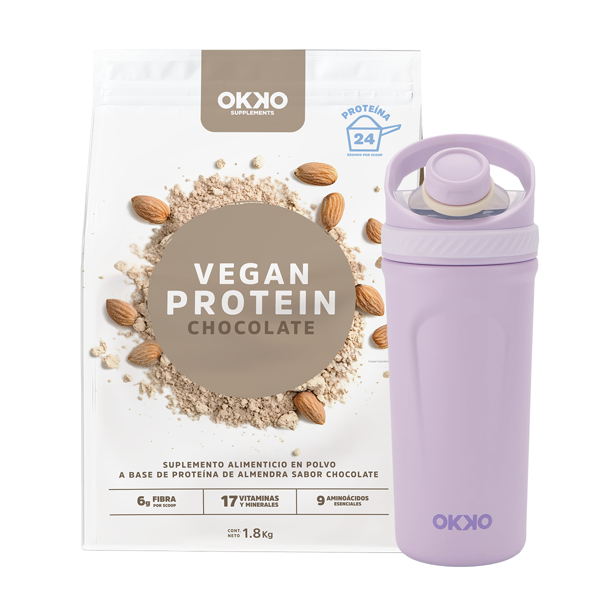 Pack Proteína Vegana (1.8 kg) + Shaker León