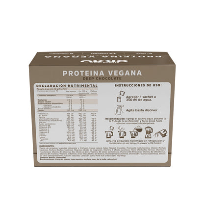 Proteína Vegana Chocolate 16 Sachets (42 g cada uno)