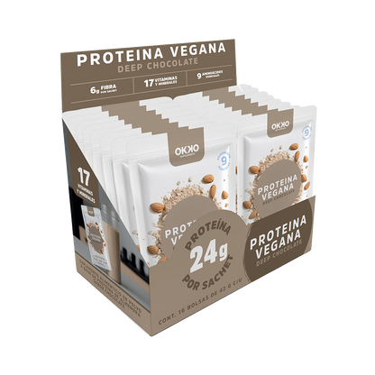 Proteína Vegana Chocolate 16 Sachets (42 g cada uno)